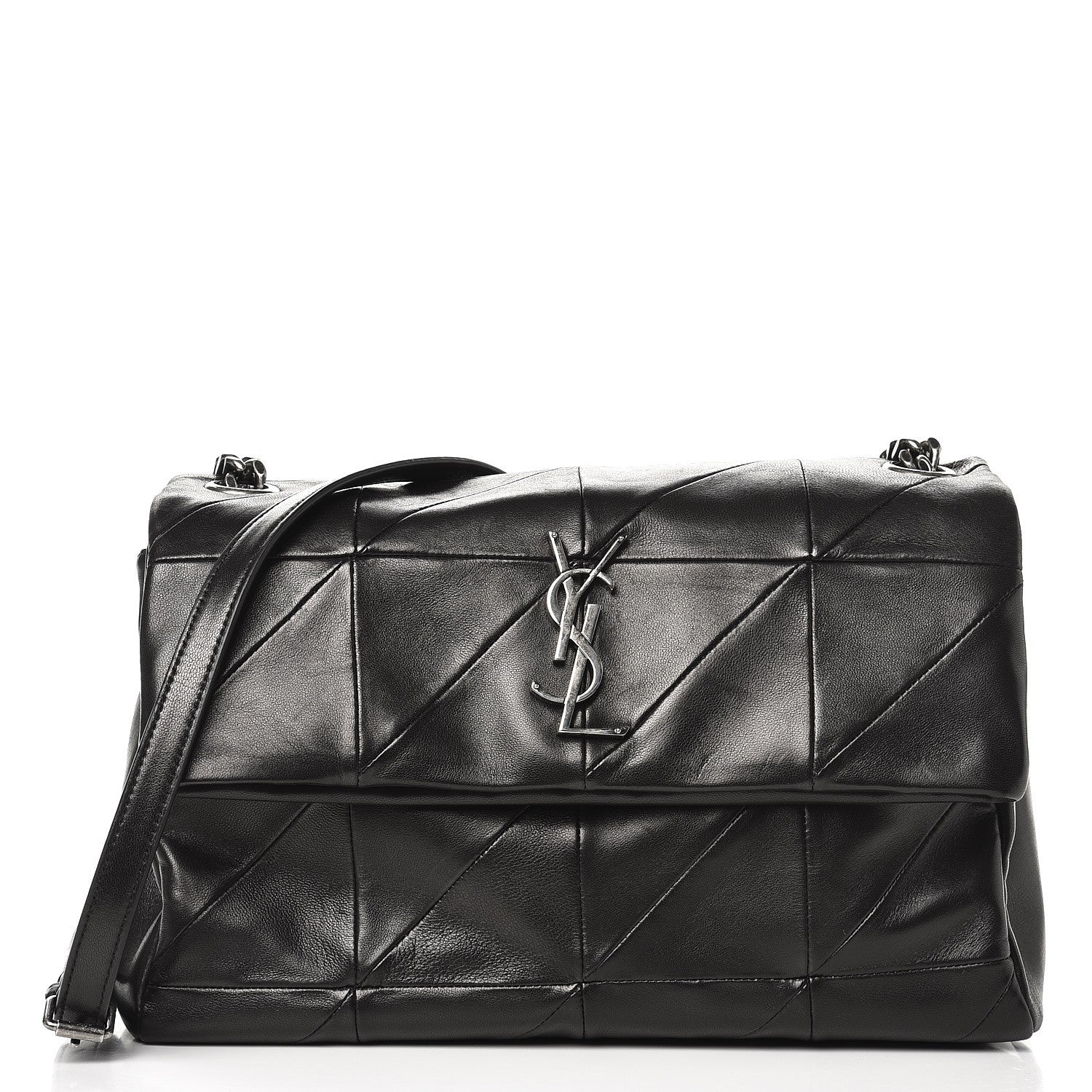 Saint Laurent Lambskin Patchwork Medium West Hollywood Monogram Fold-Over Black 1 of 6