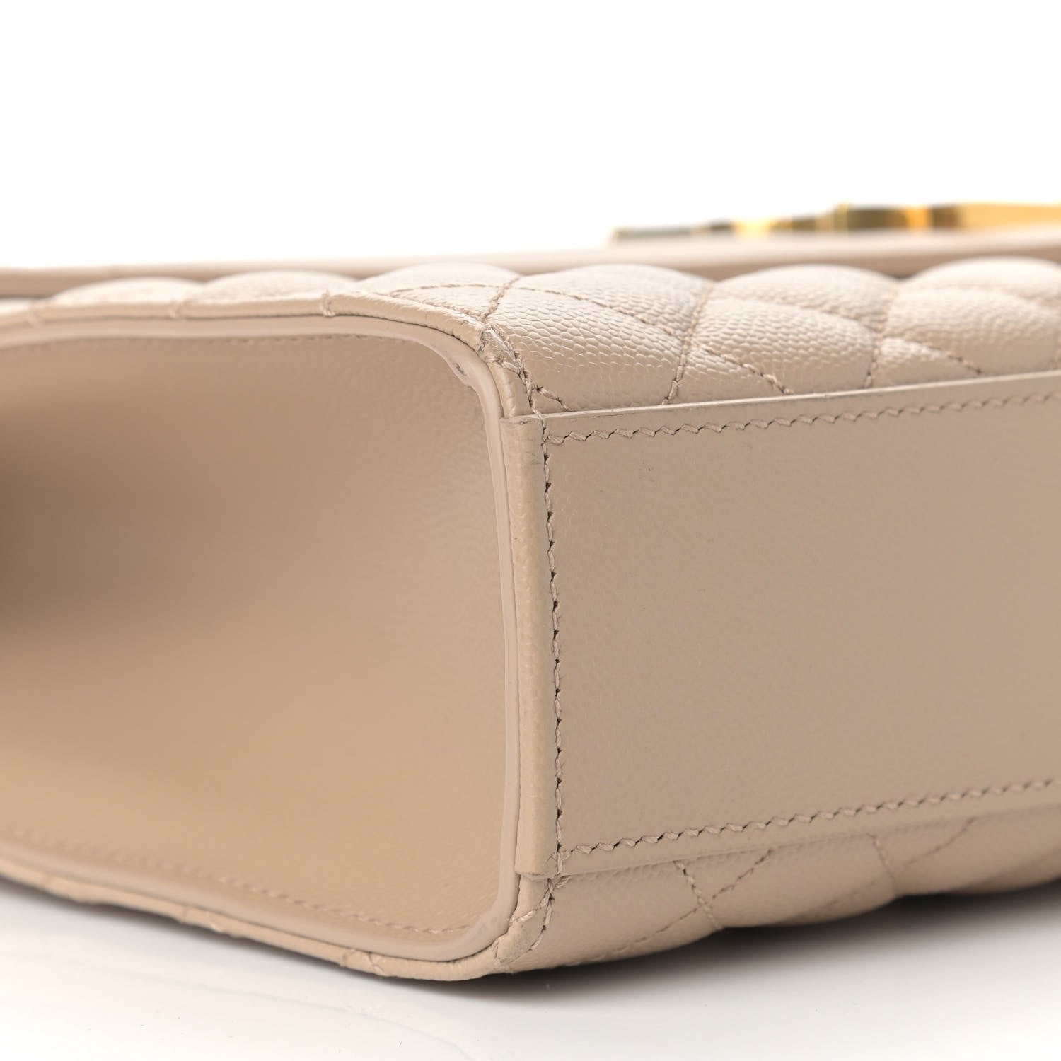 Saint Laurent Grain De Poudre Mixed Matelasse Large Triquilt Monogram Satchel Dark Beige 9 of 10
