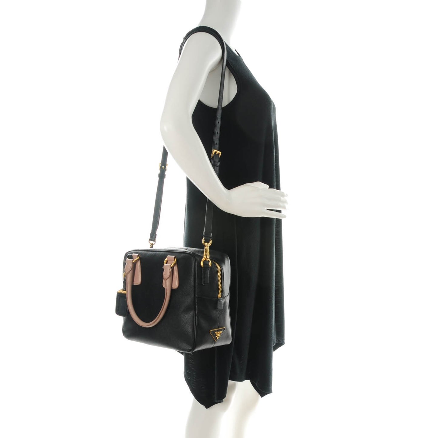 Saffiano Lux Bauletto Black Cammeo