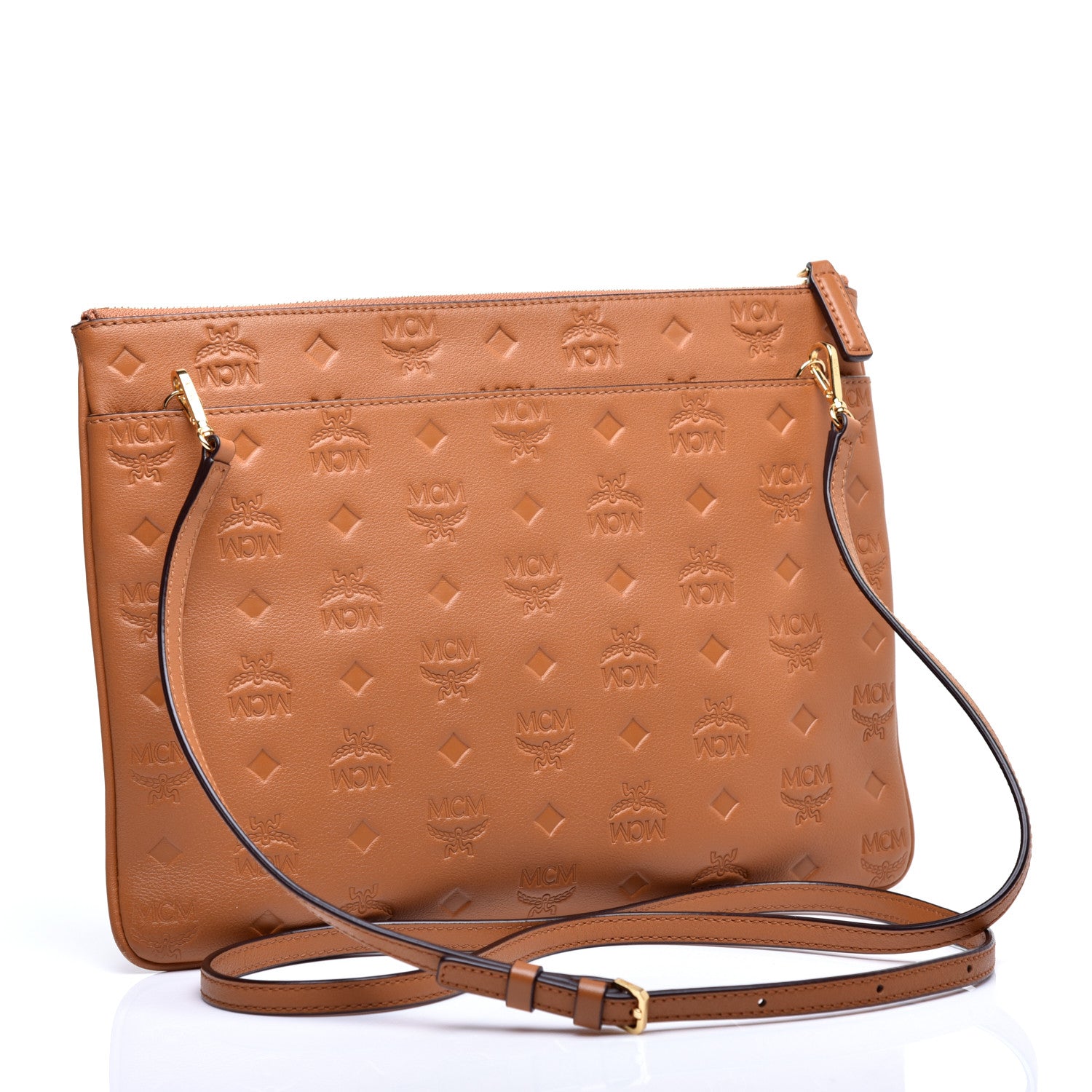 MCM Calfskin Ottomar Crossbody Pouch Cognac 3 of 10
