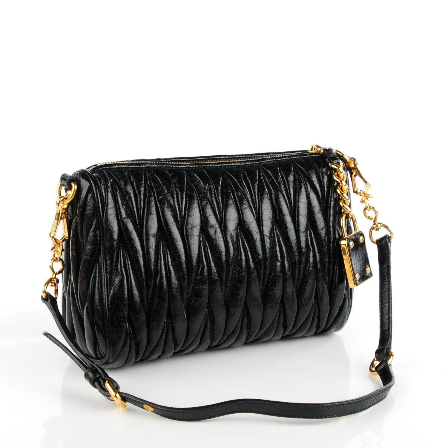 Miu Miu Nappa Matelasse Lux Shoulder Bag Nero Black 3 of 8