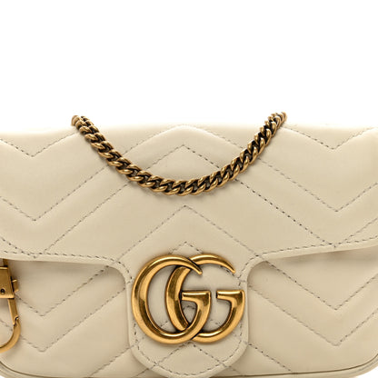 Gucci Calfskin Matelasse Super Mini GG Marmont Shoulder Bag White 5 of 14