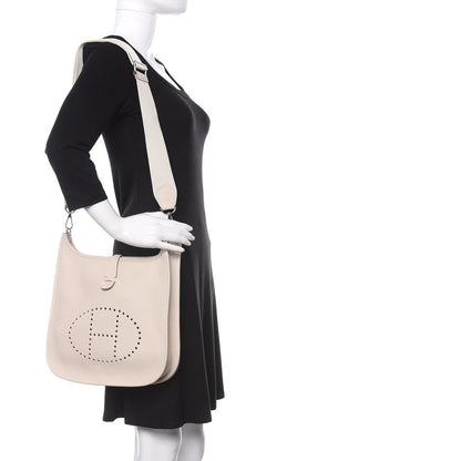 Hermes Taurillon Clemence Evelyne III PM Craie 2 of 15