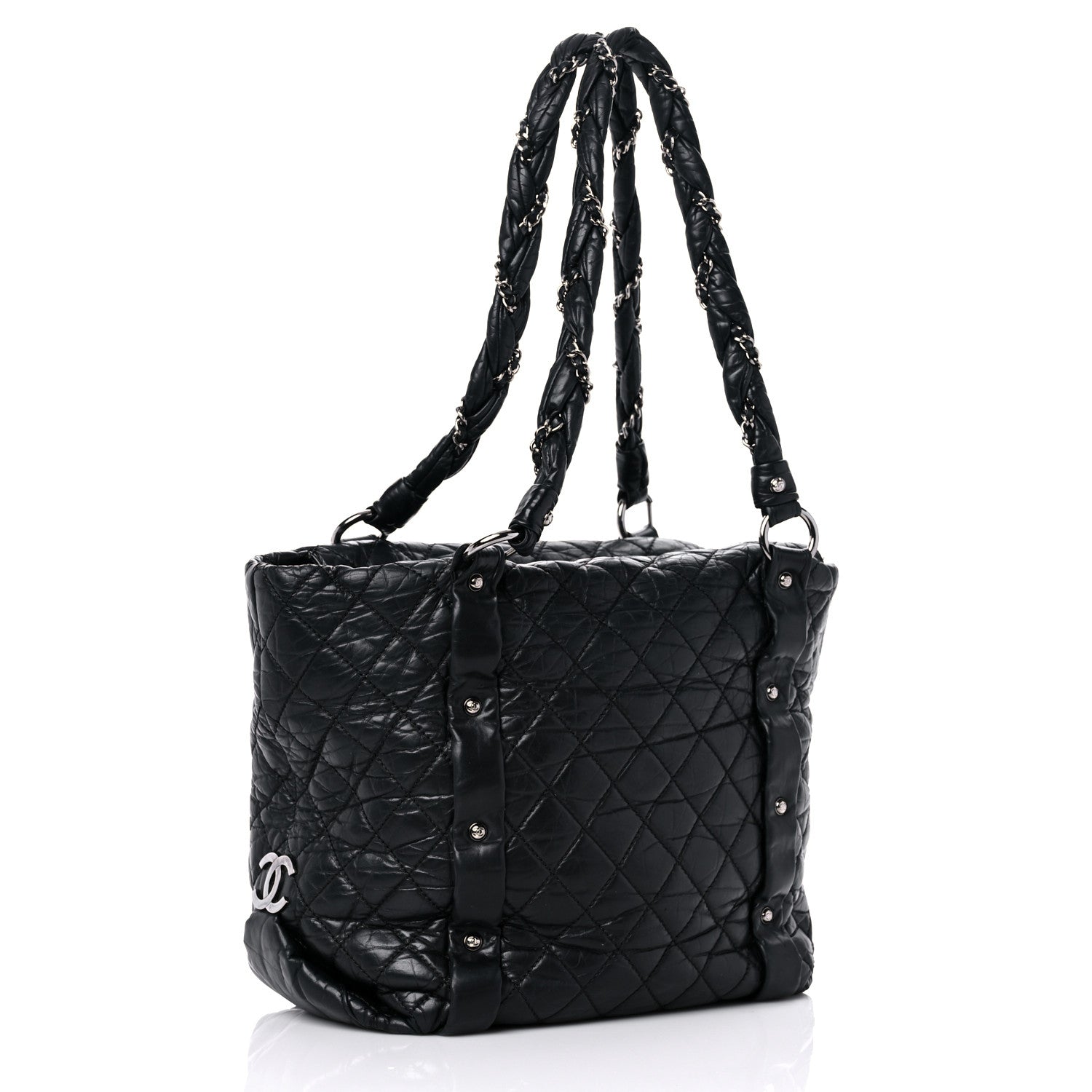 Chanel Distressed Lambskin Vintage Ligne Lady Braid Tote Black 3 of 16