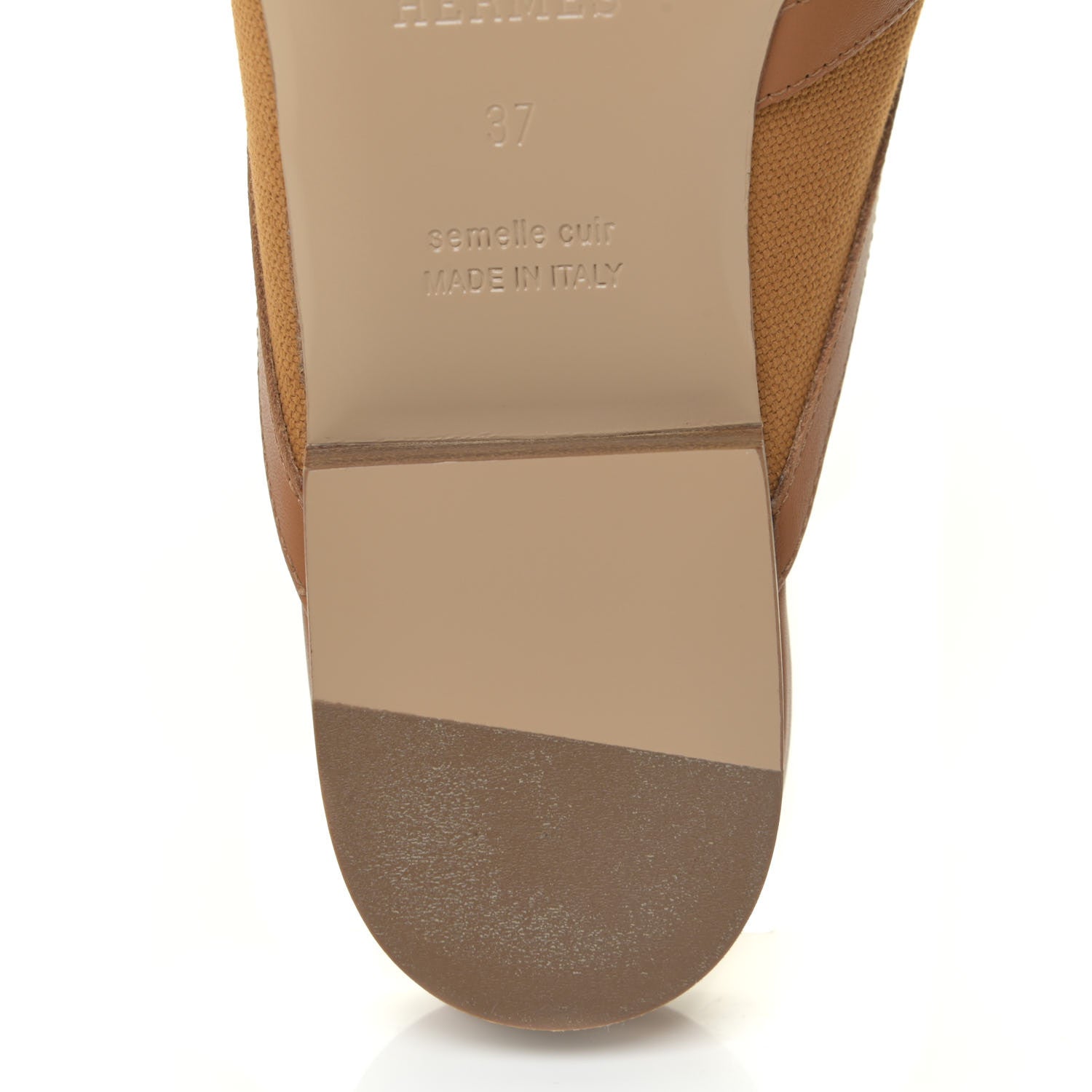 Hermes Cotton Canvas Calfskin Oz Mules 37 Naturel Beige Dore 6 of 10
