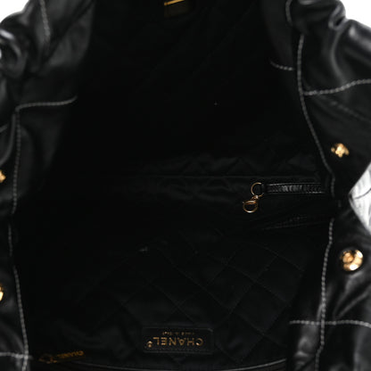 Chanel Shiny Calfskin Stitched Chanel 22 Black White 6 of 11