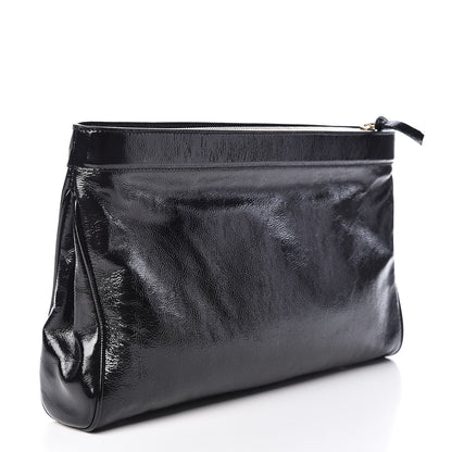 Saint Laurent Patent Oversized Cocktail Clutch Black 3 of 11