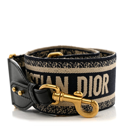 Christian Dior Canvas Embroidered Shoulder Strap Black 1 of 5
