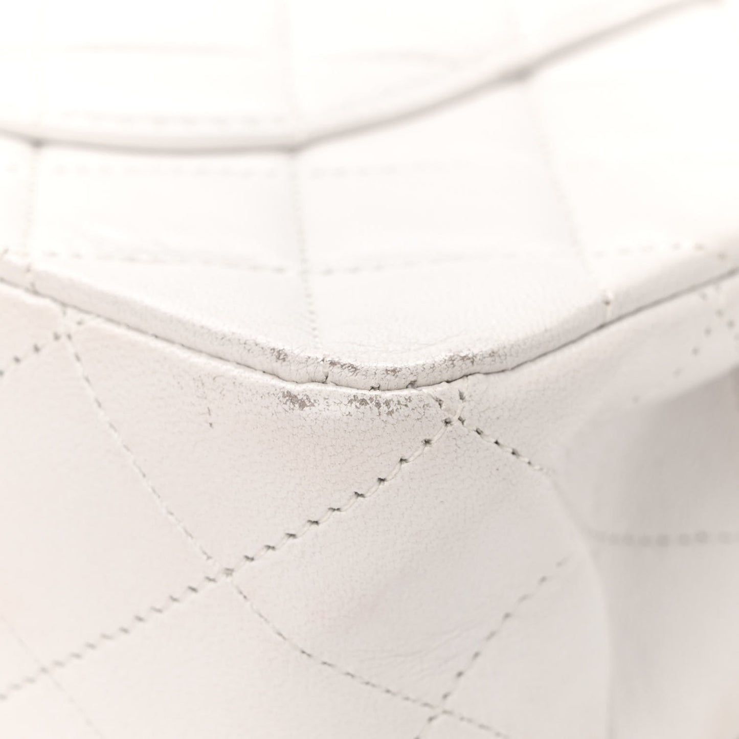 Lambskin Quilted Medium Double Flap White