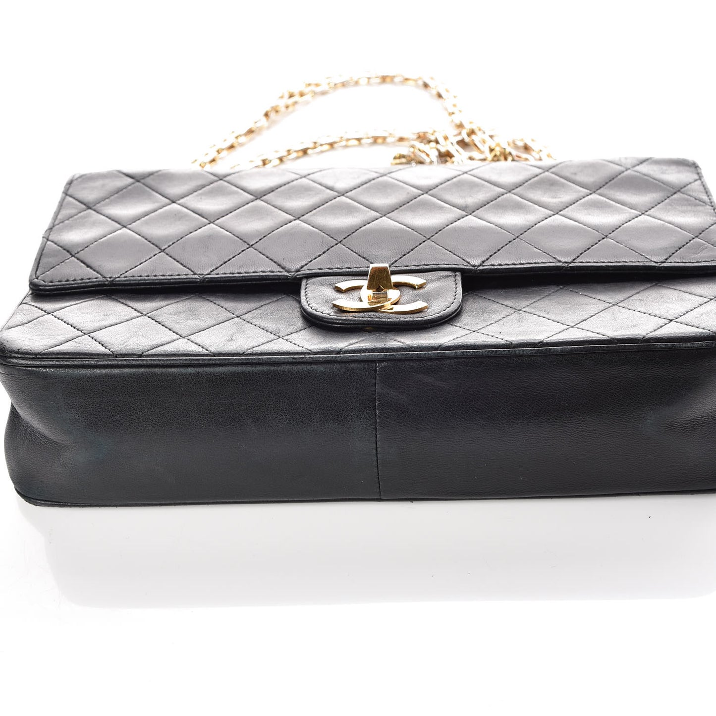 Lambskin Quilted Medium Double Flap Bijoux Chain Black