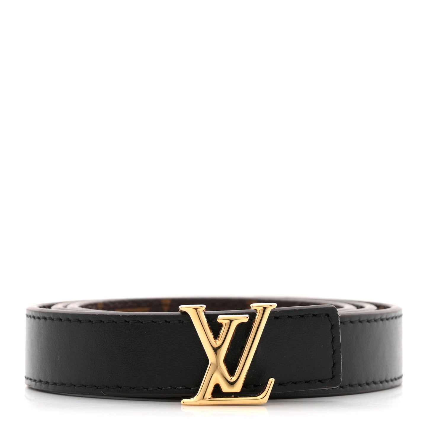 Calfskin Monogram 20mm LV Initiales Reversible Belt 65 26 Black
