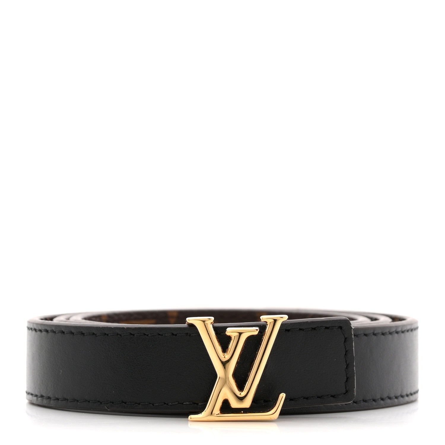 Louis Vuitton Calfskin Monogram 20mm LV Initiales Reversible Belt 65 26 Black 1 of 7