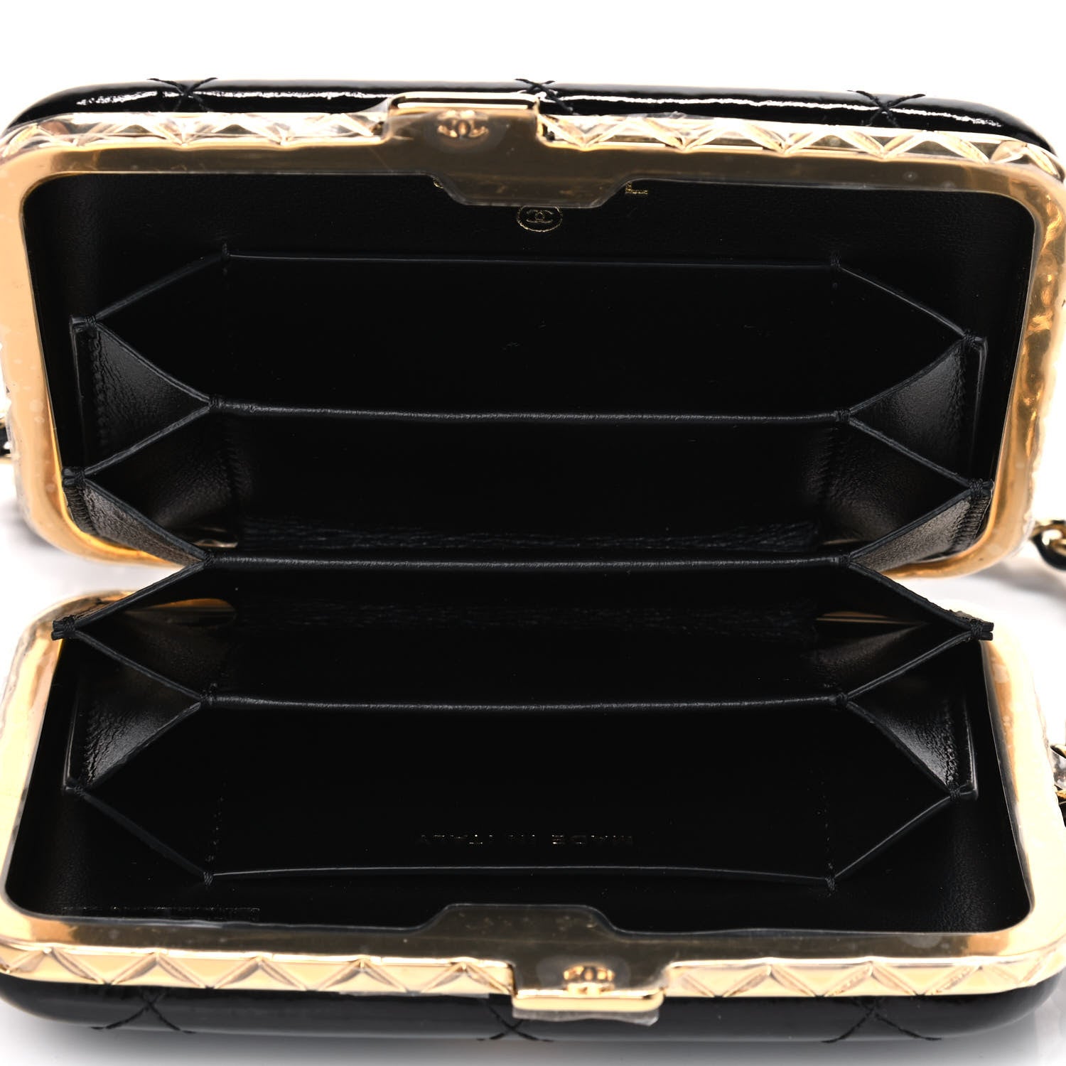 Chanel Glazed Goatskin Quilted Small Box With Chain Black 4 of 4