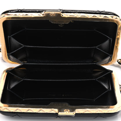 Chanel Glazed Goatskin Quilted Small Box With Chain Black 4 of 4