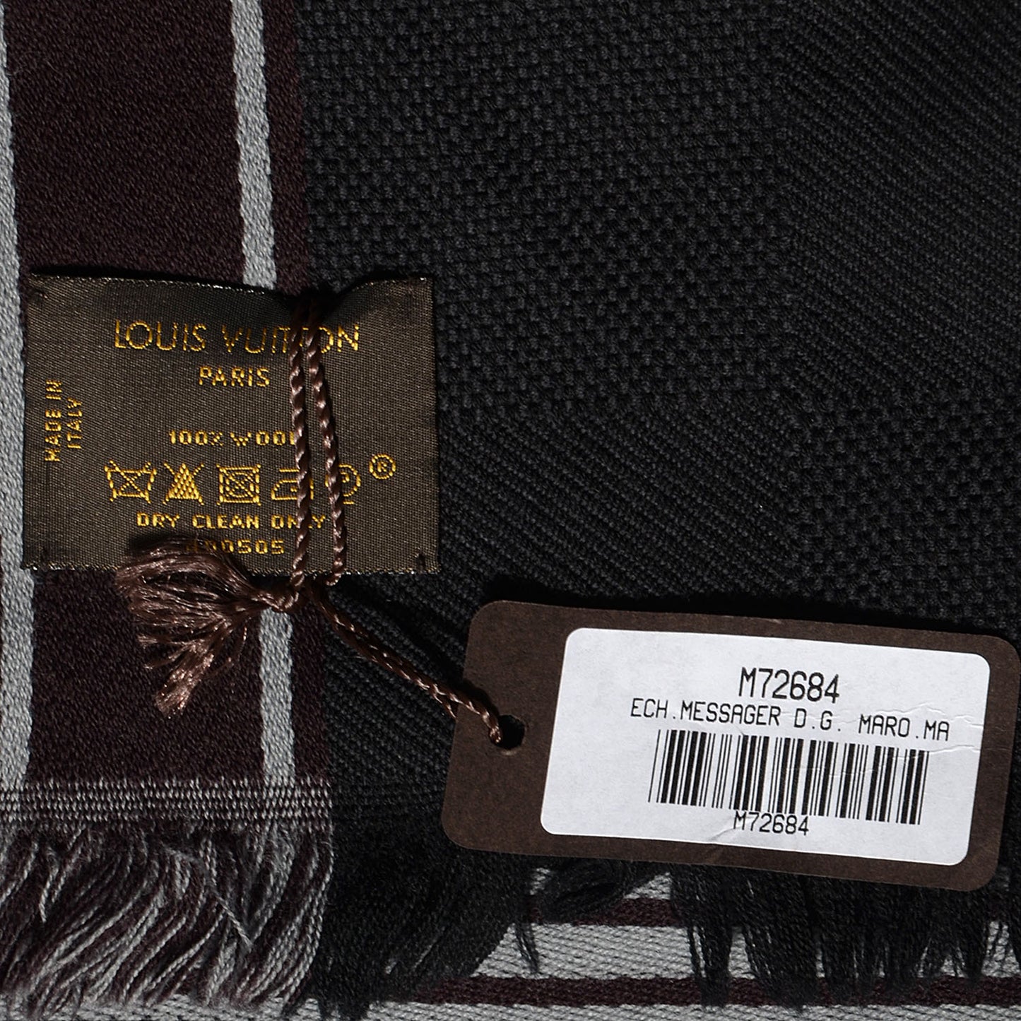 Wool Messager Damier Geant Scarf Black