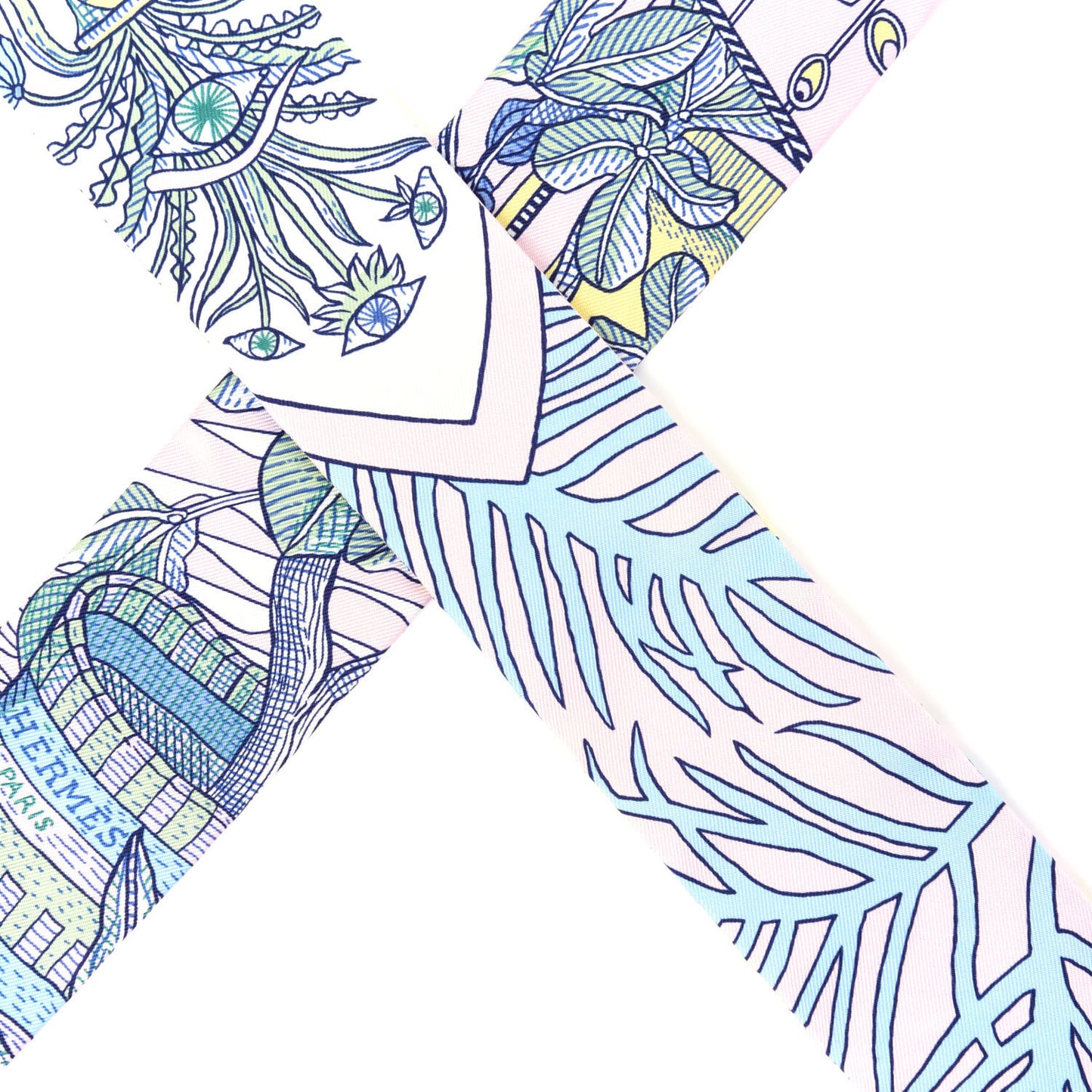 Silk La Danse Des Amazones Twilly Rose Pale Bleu Jaune