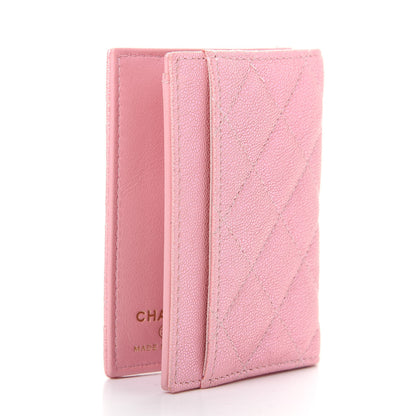 Chanel Iridescent Caviar Quilted Card Holder Wallet Rose Pink 3 of 8