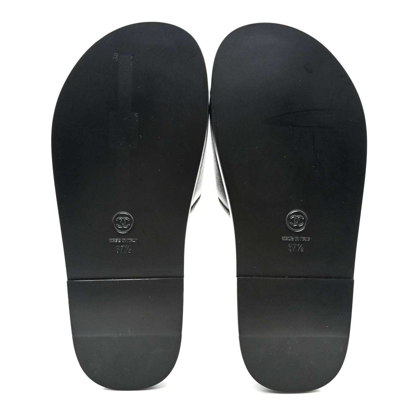 Lambskin Cha-Nel Mule Sandals 37.5 Black Multicolor