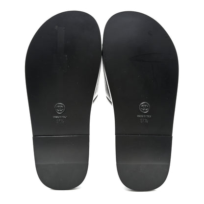 Chanel Lambskin Cha-Nel Mule Sandals 37.5 Black Multicolor 5 of 8