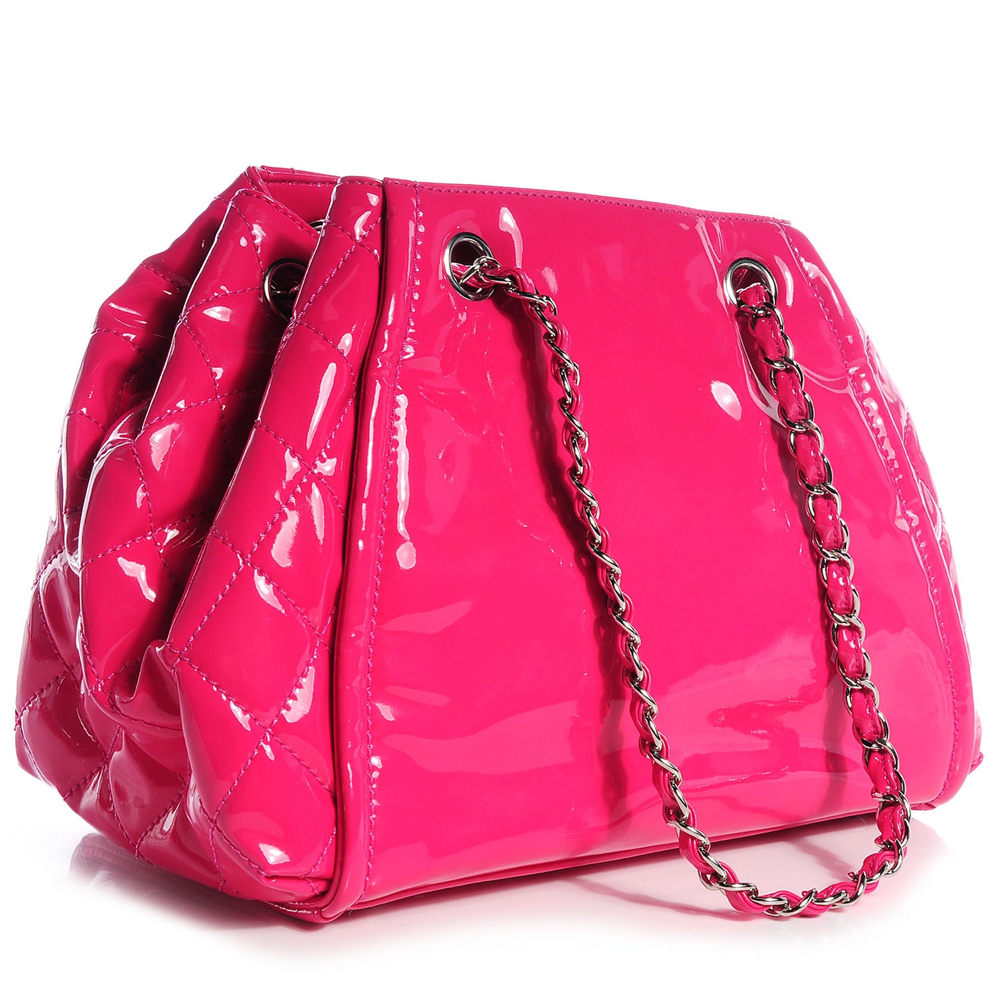 Vinyl Lipstick Ligne Large Accordion Tote Hot Pink