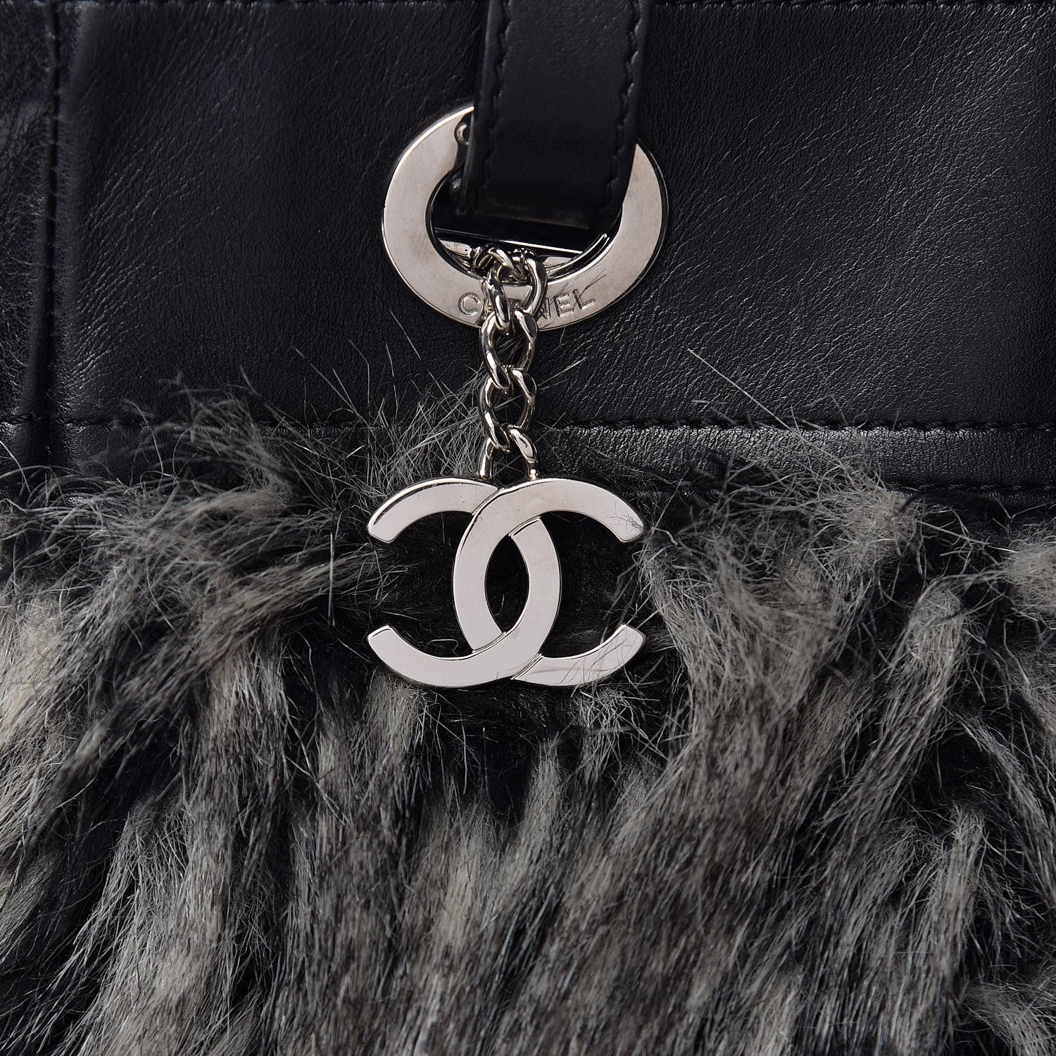 Chanel Calfskin Fantasy Fur Shopper Tote Black 9 of 13