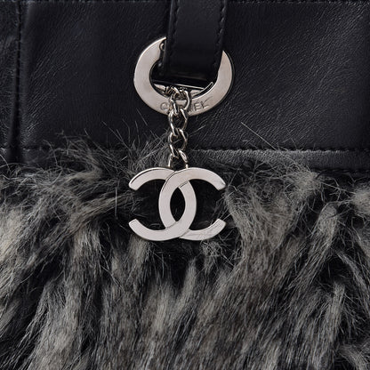 Chanel Calfskin Fantasy Fur Shopper Tote Black 9 of 13