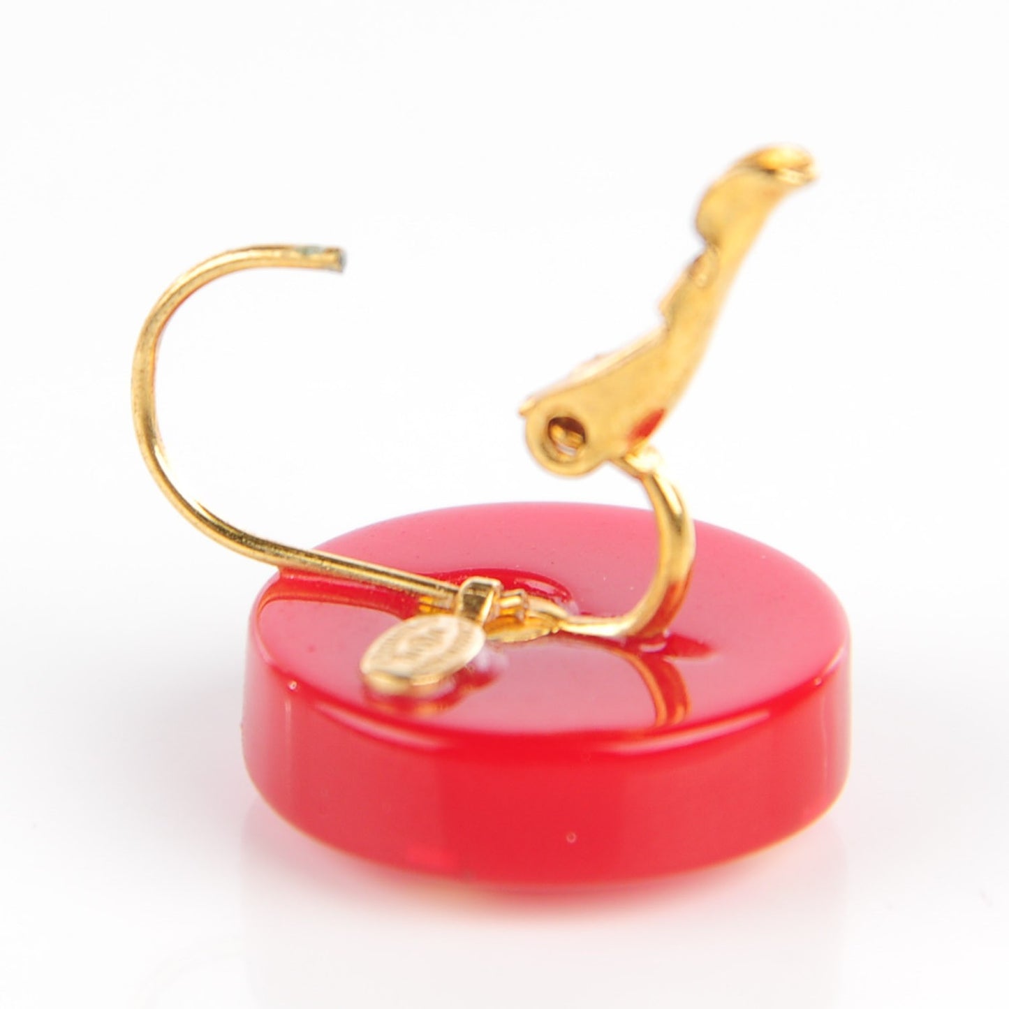 Resin CC Clip On Earrings Red