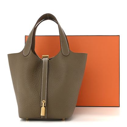 Hermes Taurillon Clemence Picotin Lock 18 PM Etoupe 11 of 11