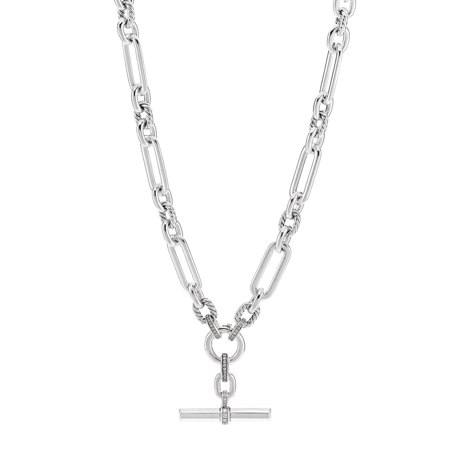 David Yurman Sterling Silver Diamond Lexington Chain Necklace 1 of 5