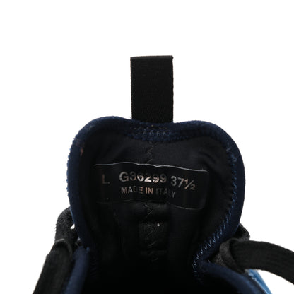 Chanel Suede Calfskin Velvet Grosgrain CC Sneakers 37.5 Navy Blue Black 8 of 9