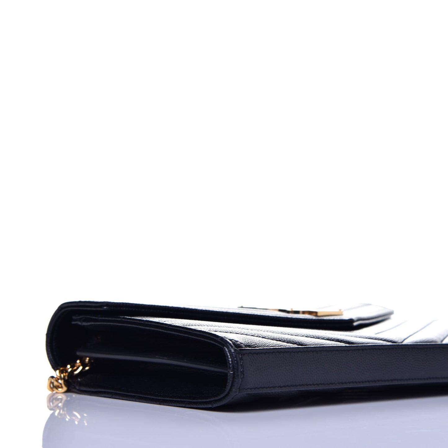 Grain De Poudre Matelasse Chevron Monogram Chain Wallet Black