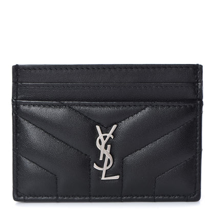 Saint Laurent Calfskin Y Quilted Monogram LouLou Credit Card Case Black 1 of 8