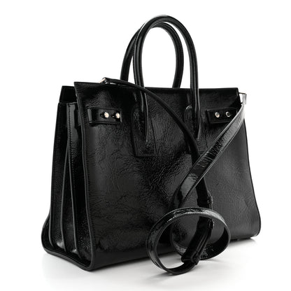 Saint Laurent Textured Patent Calfskin Small Sac De Jour Black 3 of 11