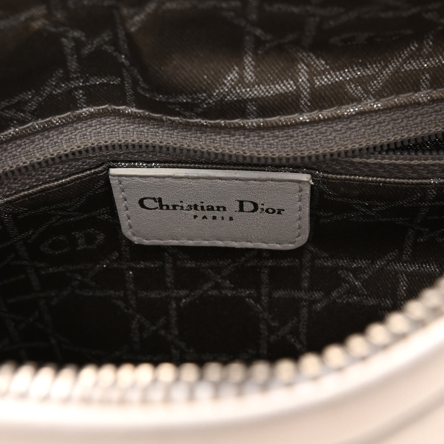 Lambskin Studded Cannage Medium Lady Dior White