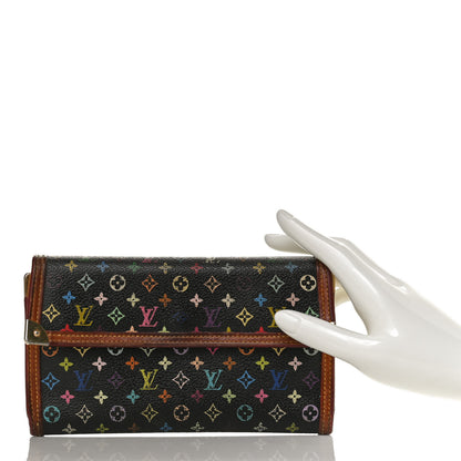 Louis Vuitton Monogram Multicolor Porte Tresor International Wallet Black 2 of 12