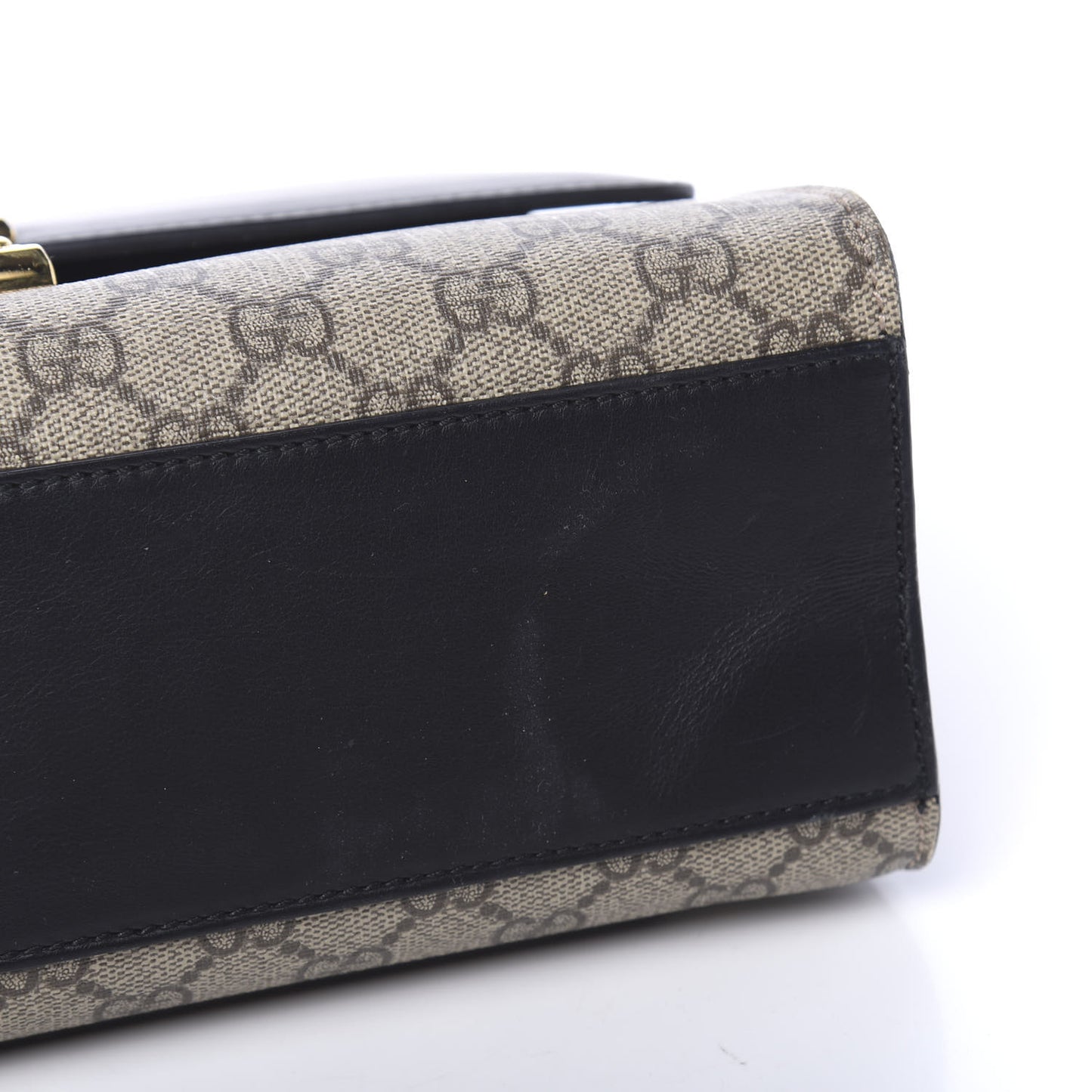 GG Supreme Monogram Calfskin Medium Padlock Shoulder Bag Beige Black Cuir