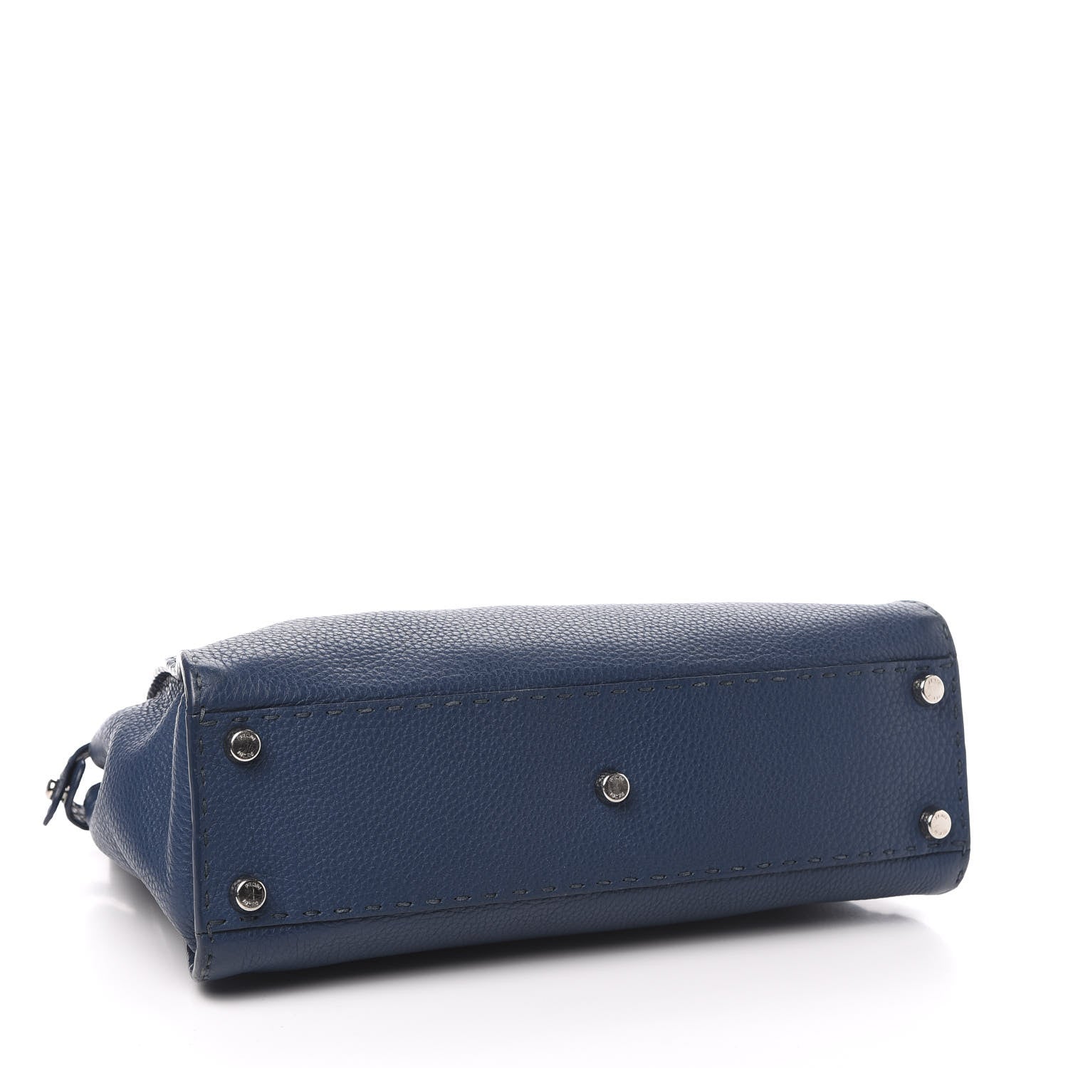 Fendi Cuoio Romano Selleria Bi-Color Medium Peekaboo Iconic Satchel Blue Latte 4 of 11