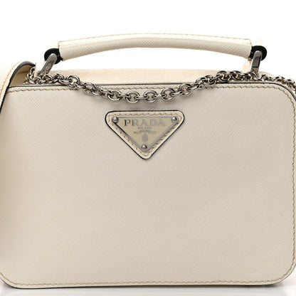 Prada Saffiano Travel Small Brique Top Handle Crossbody Bag White 6 of 8