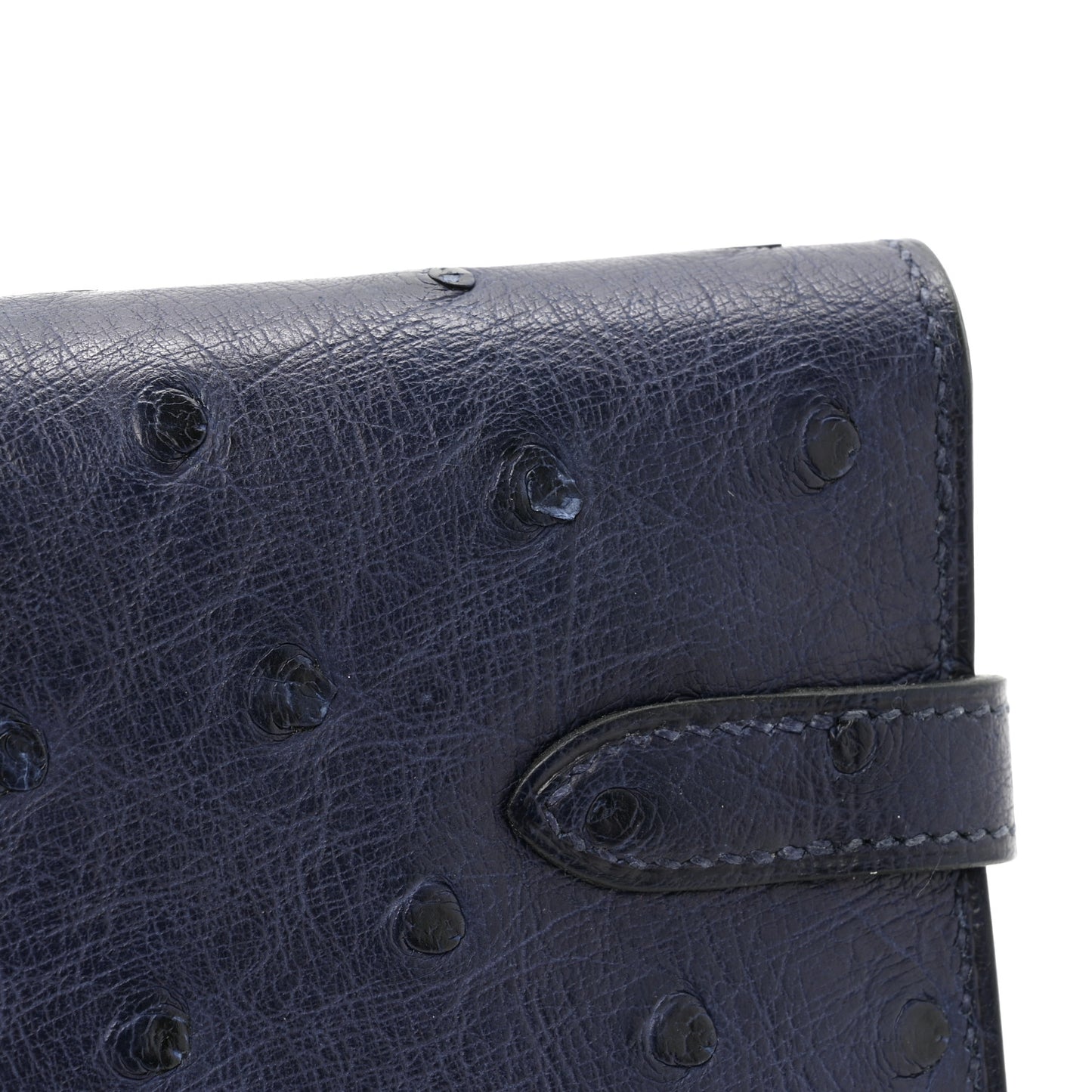 Ostrich Kelly Longue Wallet Bleu Iris