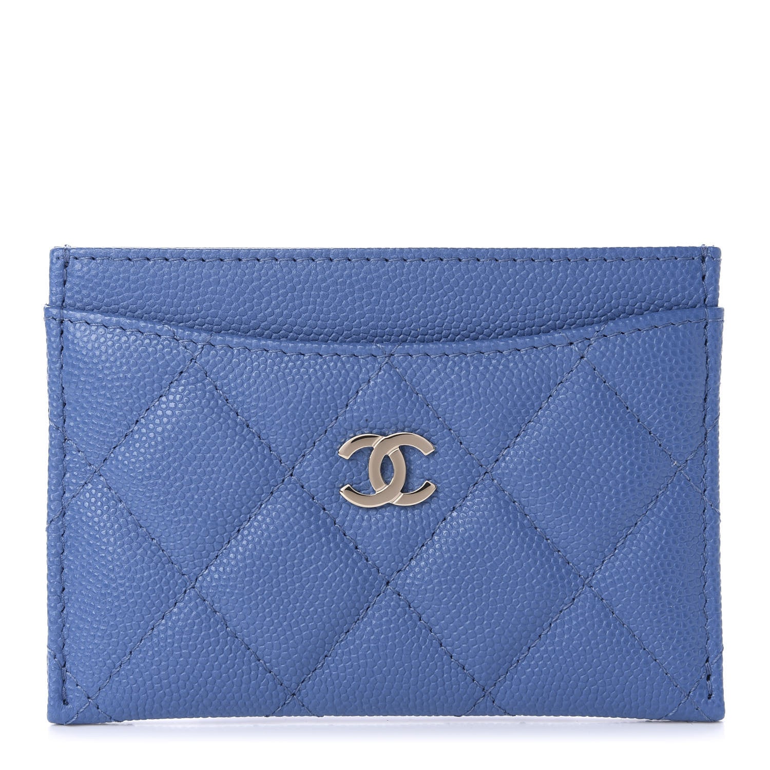 Chanel Caviar Quilted Card Holder Blue 1 of 11