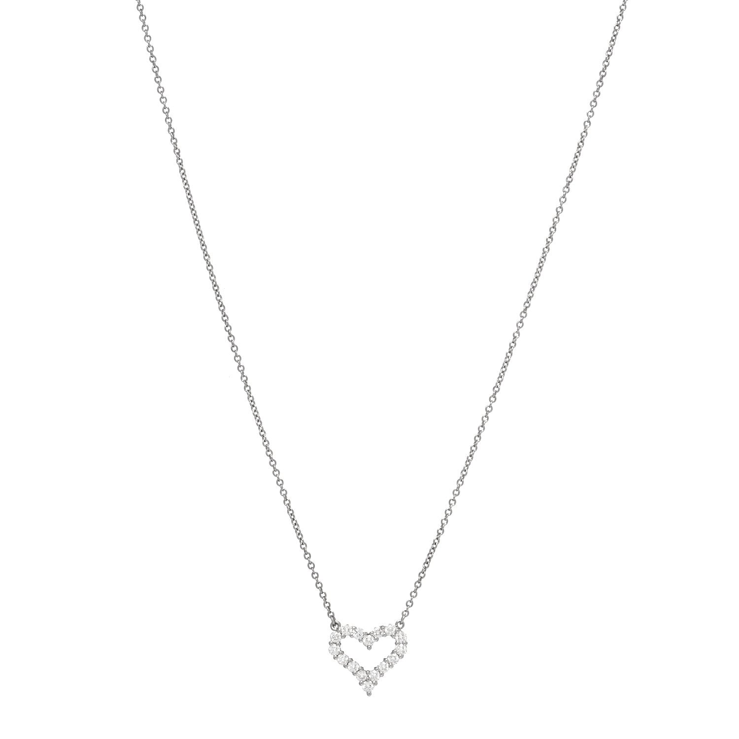 Tiffany Platinum Diamond Mini Heart Pendant Necklace 1 of 5