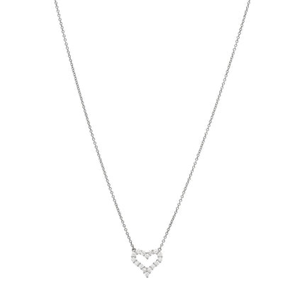 Tiffany Platinum Diamond Mini Heart Pendant Necklace 1 of 5