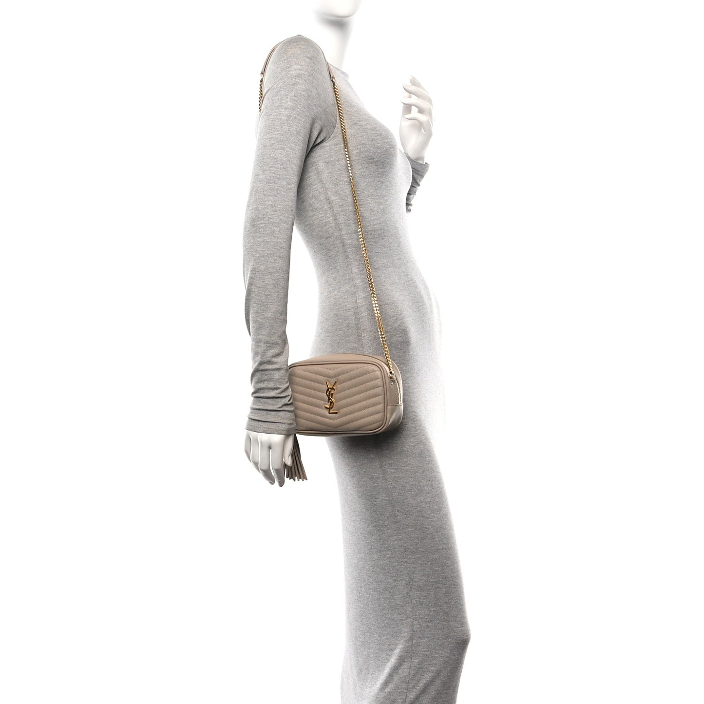 Grain De Poudre Matelasse Monogram Mini Lou Camera Bag Dark Beige