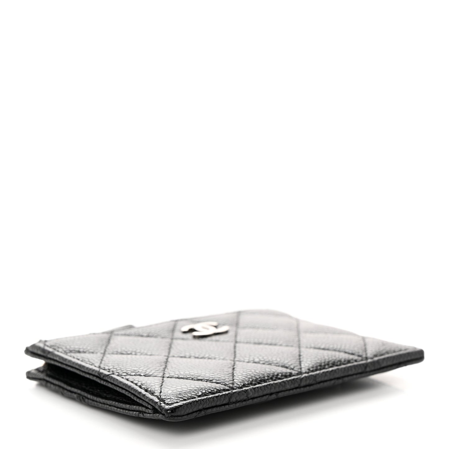 Caviar Quilted CC Zip Card Holder Black