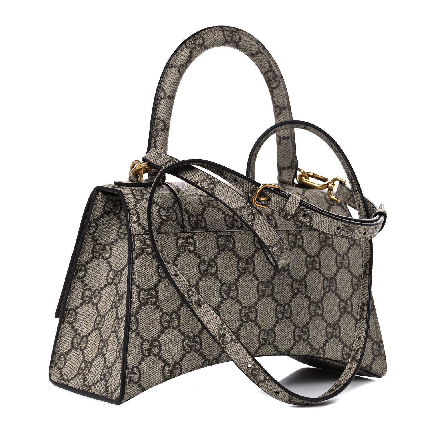Balenciaga X GUCCI GG Supreme Monogram Small Hourglass Top Handle Bag Beige Ebony 3 of 8
