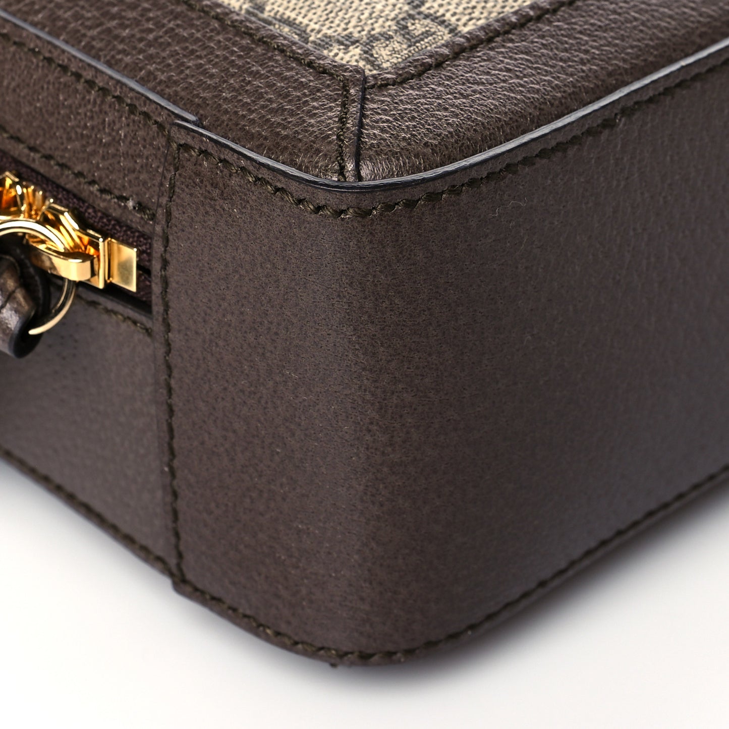 GG Supreme Monogram Mini Ophidia Top Handle Shoulder Bag Brown
