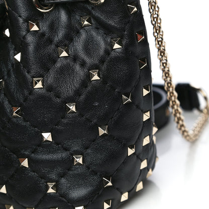 Valentino Garavani Nappa Mini Rockstud Spike Bucket Bag Black 13 of 15