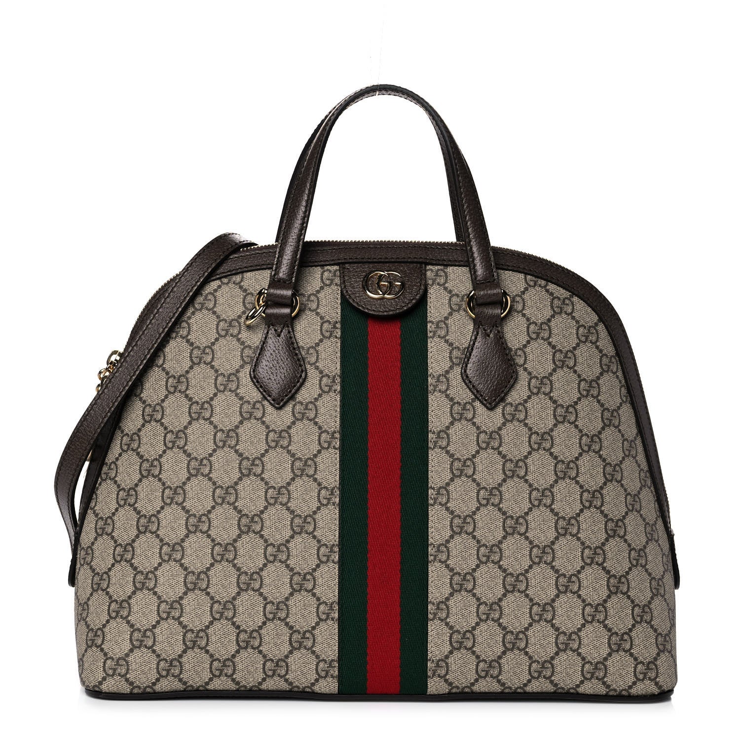 Gucci GG Supreme Monogram Web Medium Ophidia Top Handle Dome Bag Brown 1 of 11