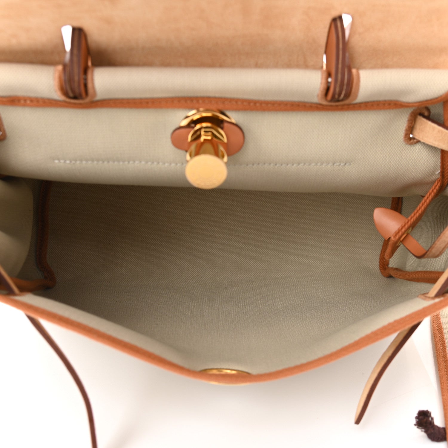 Hermes Military Toile Vache Hunter Herbag Zip Retourne 31 PM Beton Naturel 7 of 11