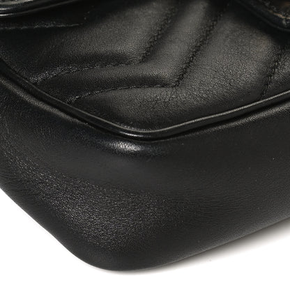 Gucci Calfskin Matelasse Super Mini GG Marmont Shoulder Bag Black 12 of 12